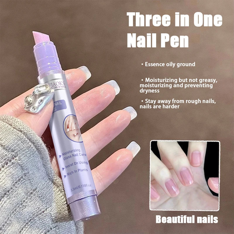 3-in-1 Nail Care Oil Essence Pen, a Transparent Quick-Drying Nourishing Essence, Strengthens and Prevents Breakage, Deeply Nourishes the Nail Bed, Prevents Hangnails, Repairs Finger Edges, Removes Dead Skin, Moisturizes and R