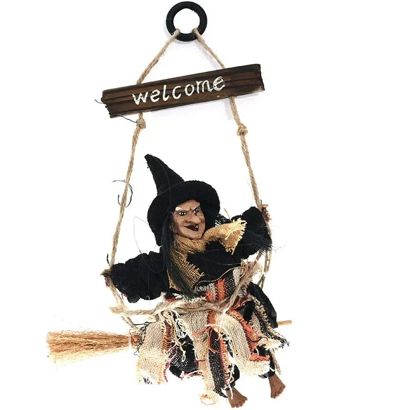 Halloween Witch Dolls Hanging Decor Ghost Witch Horror Scary Hanging Ghost Flying Witch Pendant Halloween DIY Party Ornaments