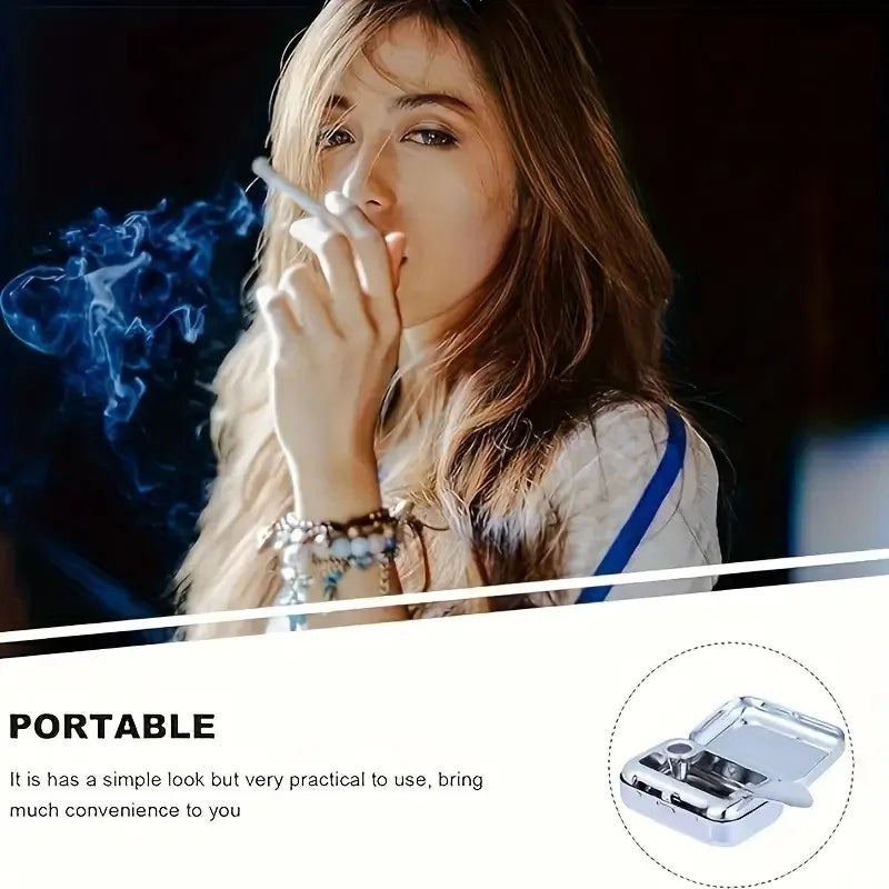 1pcs Stainless Steel Ashtray with Lid Smokeless Portable for Car Home Outdoor