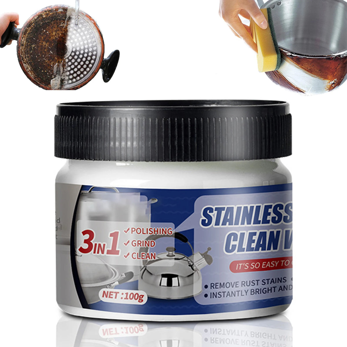 Stainless Steel Cleaning Paste Safe Ingredients Non-Flammable Cleaner Suitable for Iron Accessories Stains