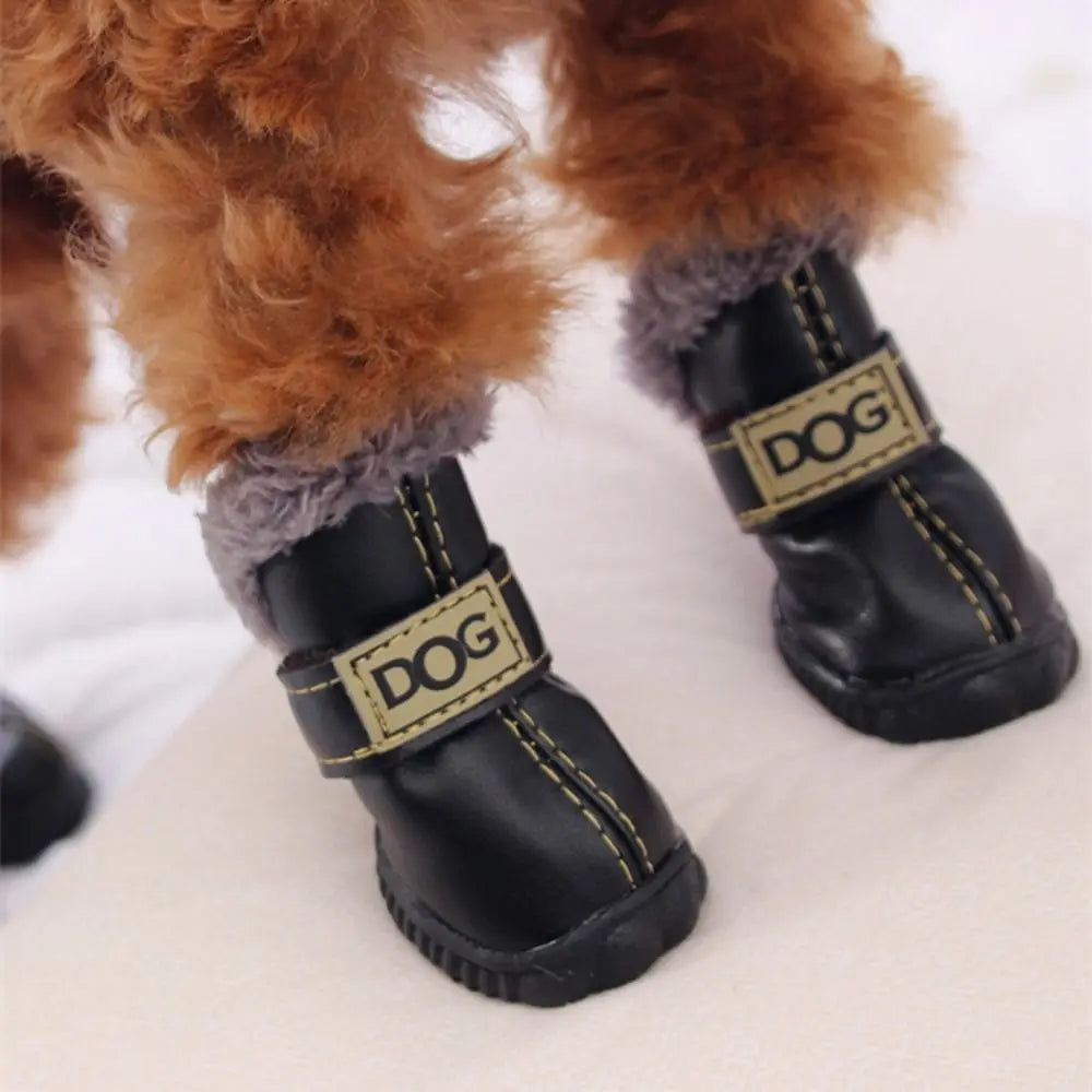 Dog Boots Warm Pet Snow Boots Waterproof Non Slip Winter Pet Dog Shoes /PU Soft Dog Rainshoes for 4Pcs/Set Cats