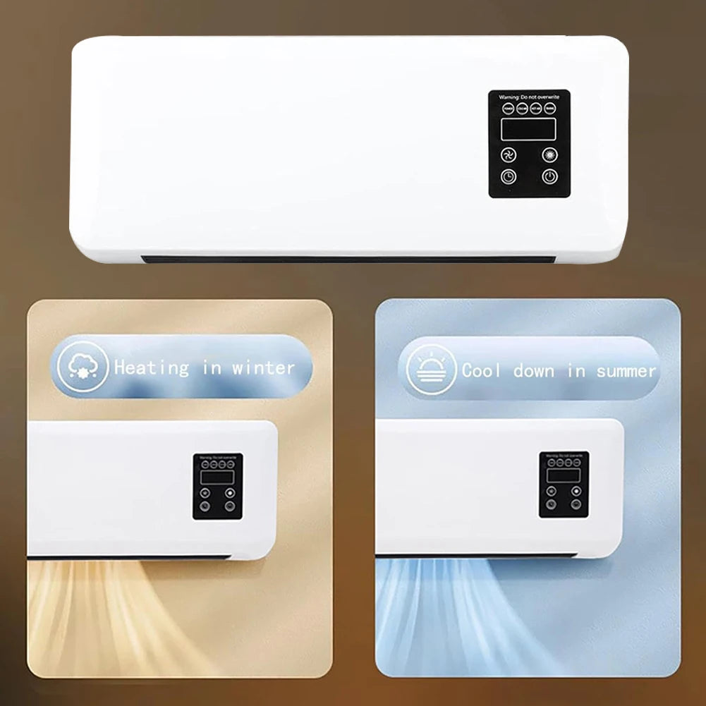 1500W Wall-mounted Electric Indoor Heater with Remote Control, 2 in 1 Mini Warmer / Ventilation Fan For Bedroom Bathroom Kitchen