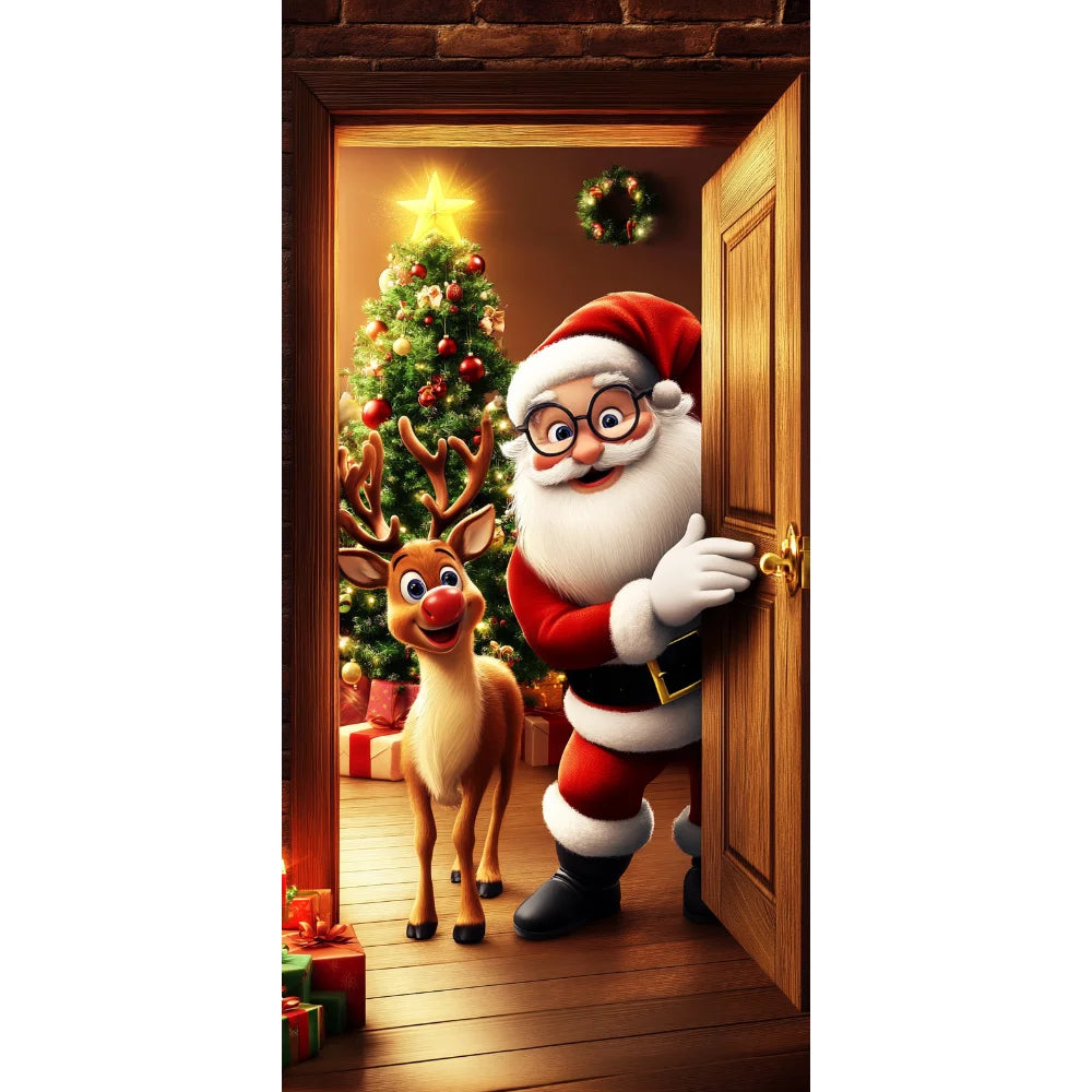 Christmas Door Hanging Banner Merry Christmas Decoration For Home  Navidad Christmas Wall stickers Xmas Gift New Year