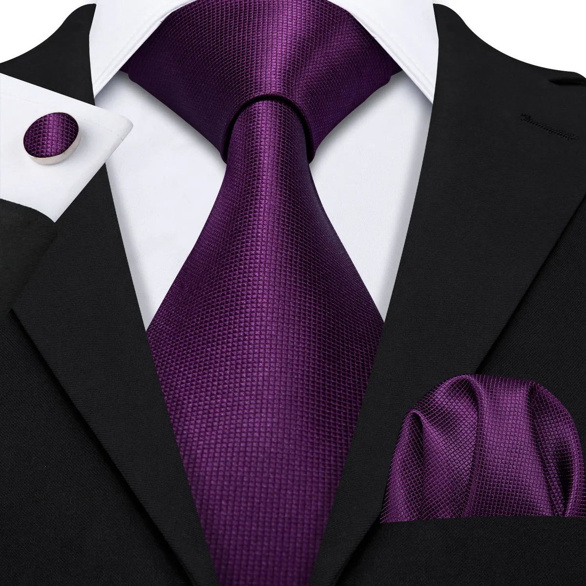Male Gift Men Tie Set Purple Violet Solid Paisley Striped Wedding Business Tie for Man Necktie Handky Cufflinks Barry.Wang