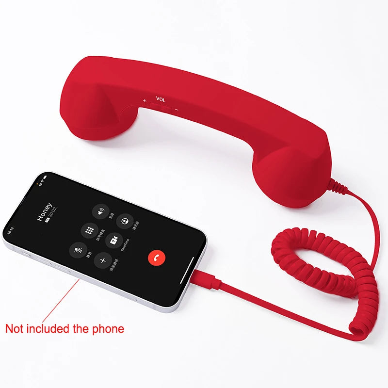 Retro Mobile Phone Handset Headphone Type-C Tangle Free Wire Landline Handle Receiver Telephone Style Handheld Phone Receiver