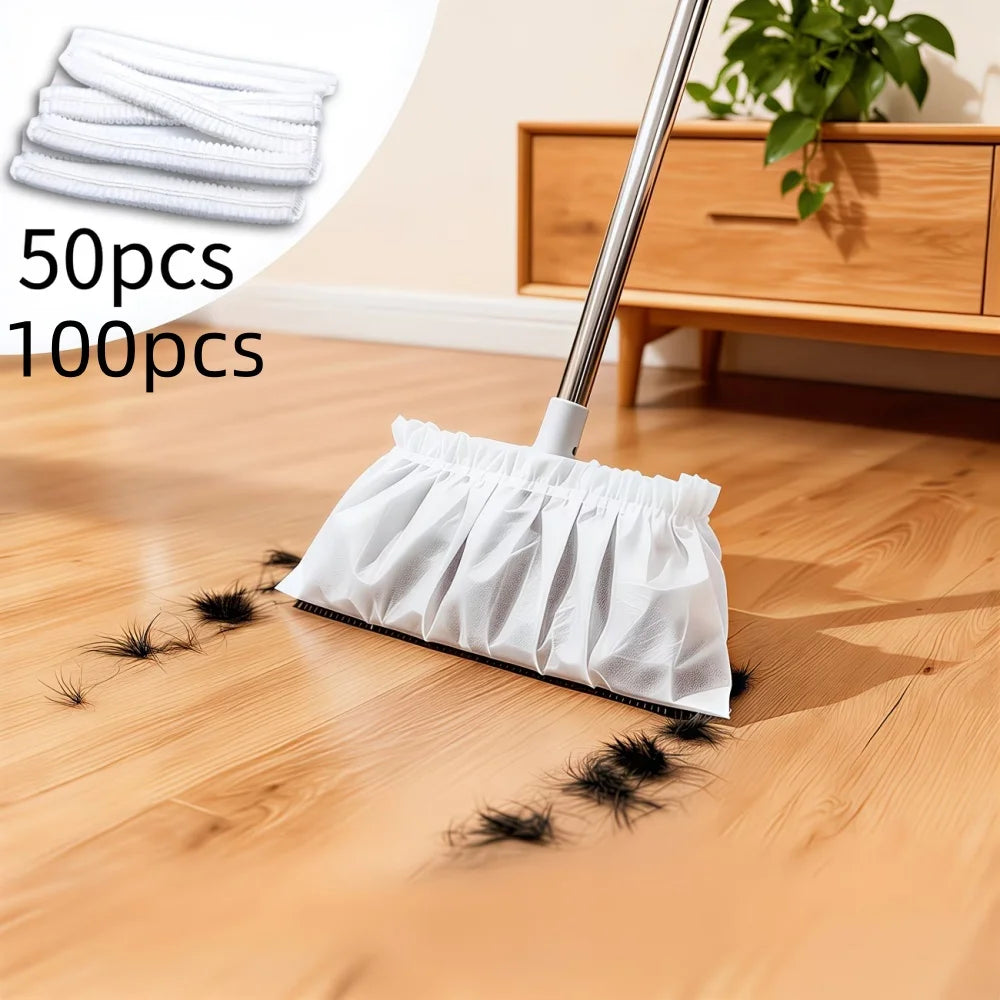50/100pcs Disposable Broom Cover Portable Non-woven Fabric Dust Cover Dust Adsorption Electrostatic Clean The Broom Cover