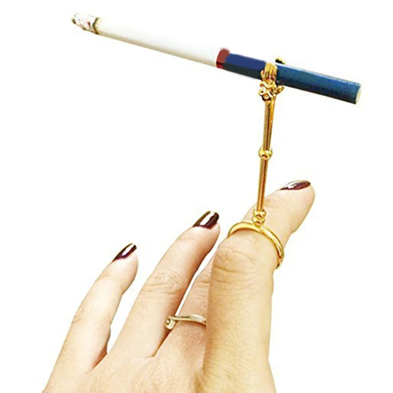 Metal Cigarette Hand Holder Vintage Finger Ring For Women Men Adjustable Cigarettes Clip Smoking Holder Hand