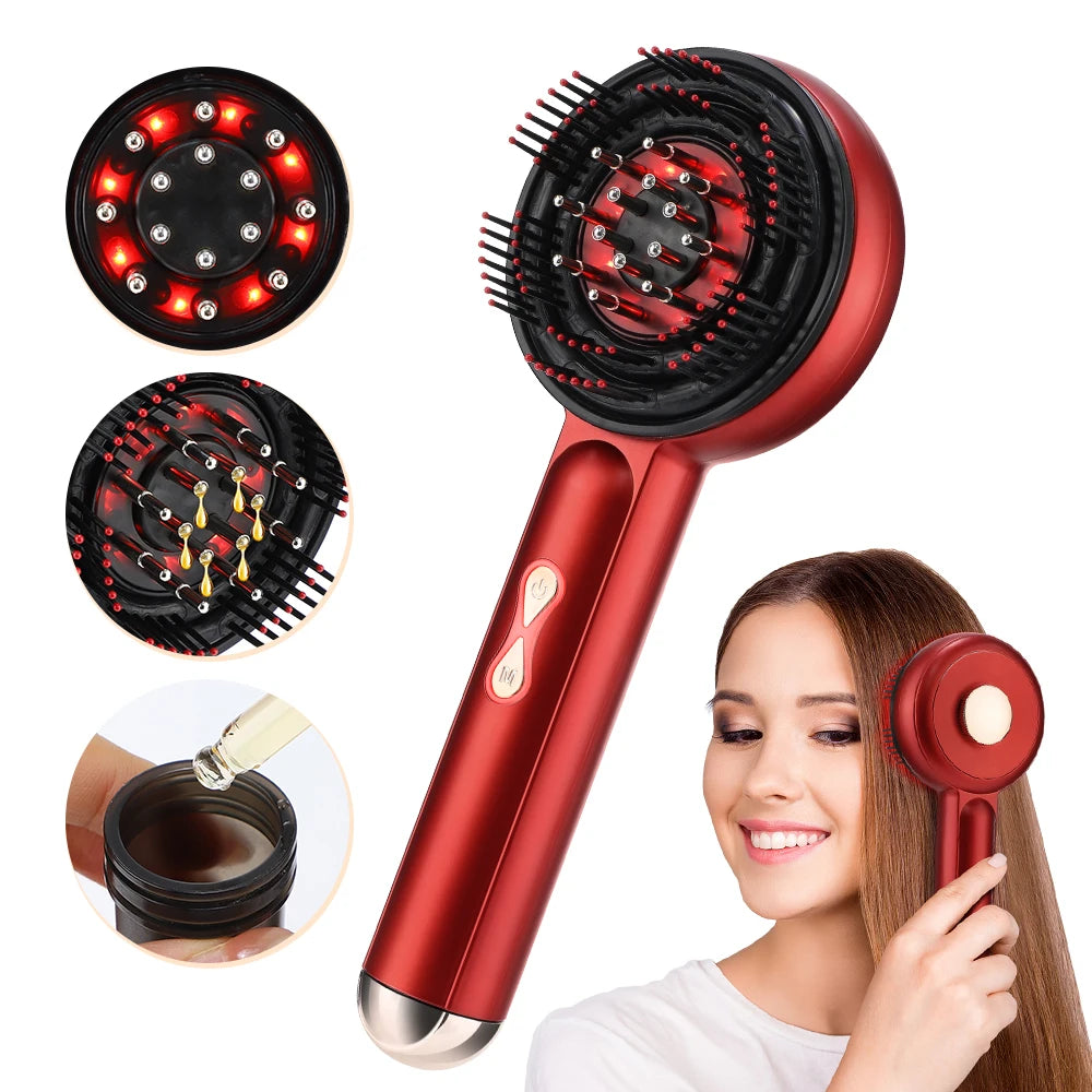 Electric Vibration Massage Comb Red Light Therapy Hair Growth Massage Scalp Brush Anti Hair Loss Liquid Oil Applicator Hair Care