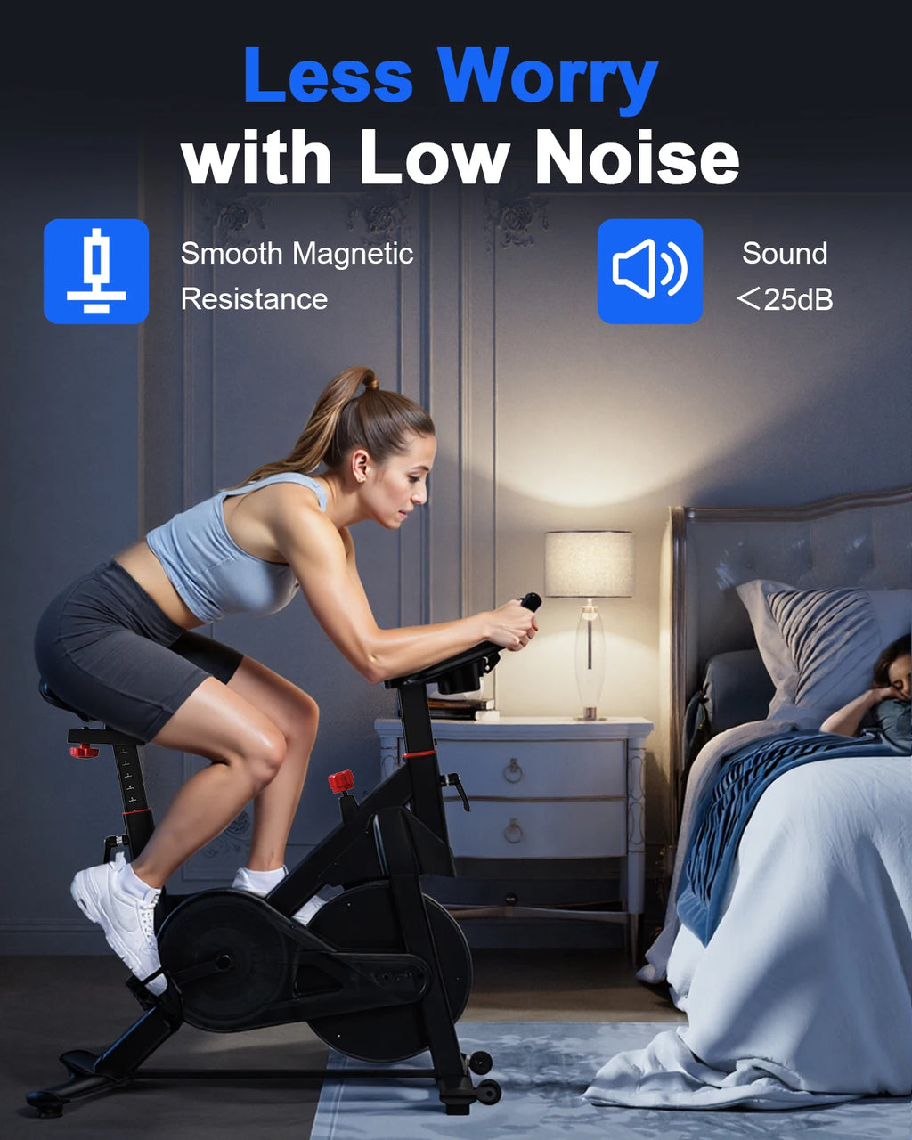 Superun Magnetic Control Exercise Bike Large Tablet Holder Comfortable Seat Indoor Cycling Bike Cardio Fitness Bike