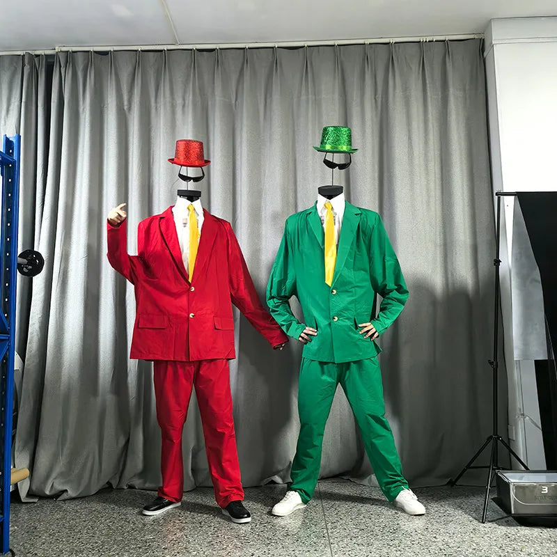 Adult Halloween No Head Red Green Blue Suit Festival Parade Party Outfit Men Stage Performance Wear 2025 Magic Show Clothes