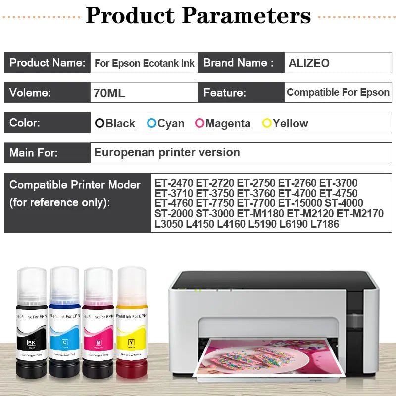 544 103 104 522 Dye Ink For Epson Ecotank with L3250 L4150 L1110 2750 L3100 4700 4750 ET-2400 ET-2720 Printer Compatible Desktop