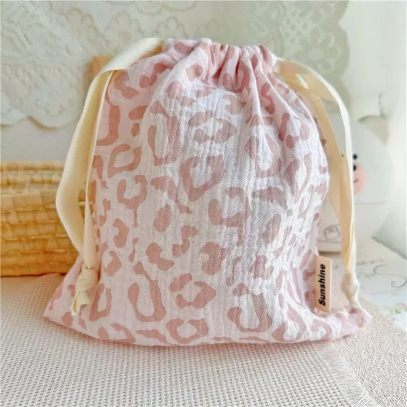 Printed Flower Mommy Bag Baby Diaper Bag Cotton Nappy String Pocket Stroller Carry Pack Travel Outdoor Diaper Storage Bag