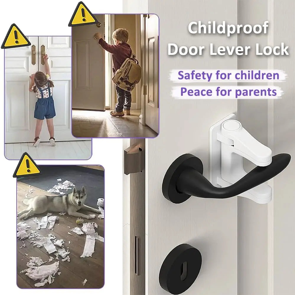 Door Lever Lock Child Proof, Door Handle Baby Proof No Drilling, 3M Adhesive Child Safety Cabinet Locks for Doors Simple Install