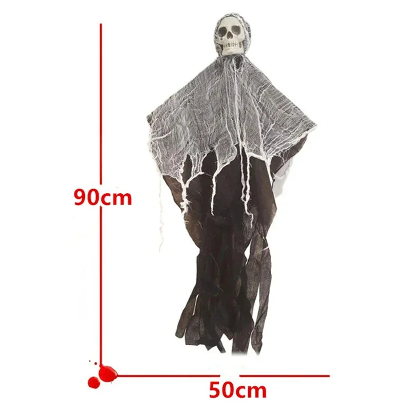 Halloween Hanging Skull Ghost Haunted House Decoration Horror Props Halloween Party Pendant Indoor Outdoor Home Door Bar Decor
