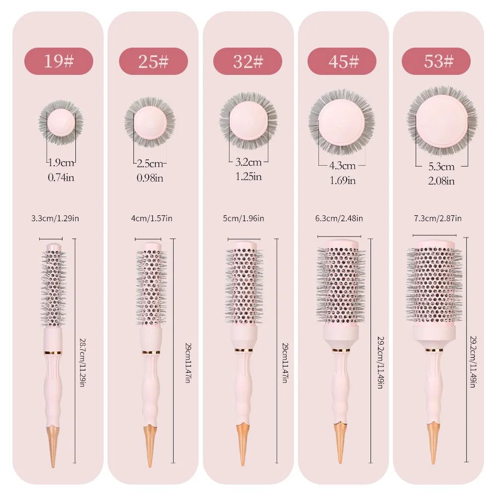 Professional Round Blow-Dry Brush for Hairdressers, Professional Curling Hot Barrel Comb, 5 Sizes, Suitable for Creating Stylish Curly Hairstyles, Suitable for Women's Styling, Blow-Drying, Curling, Smoothing, Short Hair, Med
