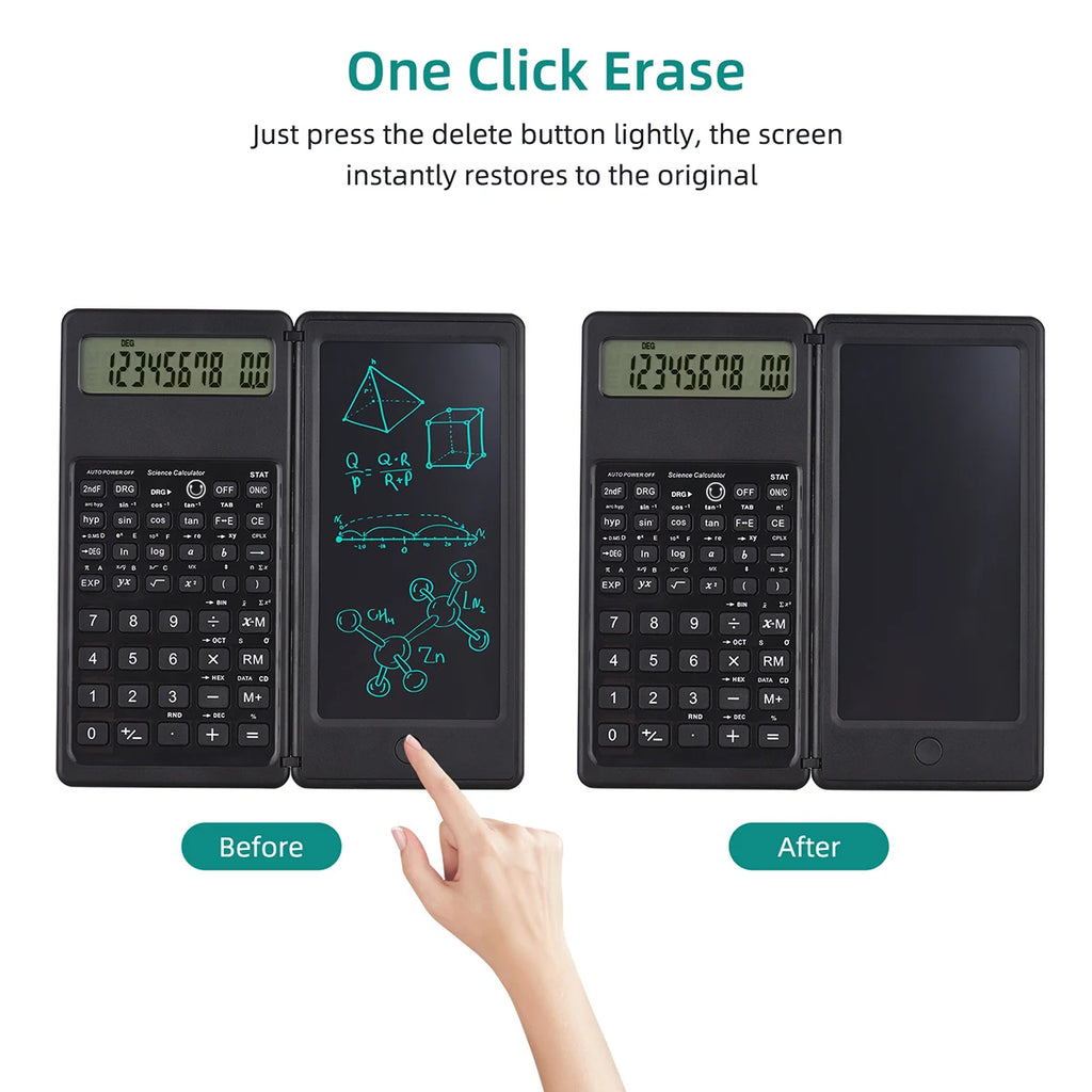 Portable Calculator 6.5 Inch LCD Screen Writing Tablet Folding Scientific Calculator Tablet Digital Drawing Pad With Stylus Pen