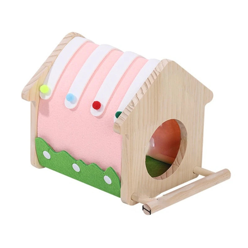Winter Pet Colorful Felt Wood Parakeet Nest Box Bird House Breeding Nesting Bird Cage Box for Lovebirds Cockatiel Parrotlets
