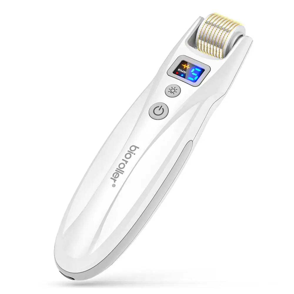 Bio Roller G5 540 Needles EMS Microneedling Derma Roller LED Light Therapy Vibration Microcurrent Facial Device With 2Pcs Heads