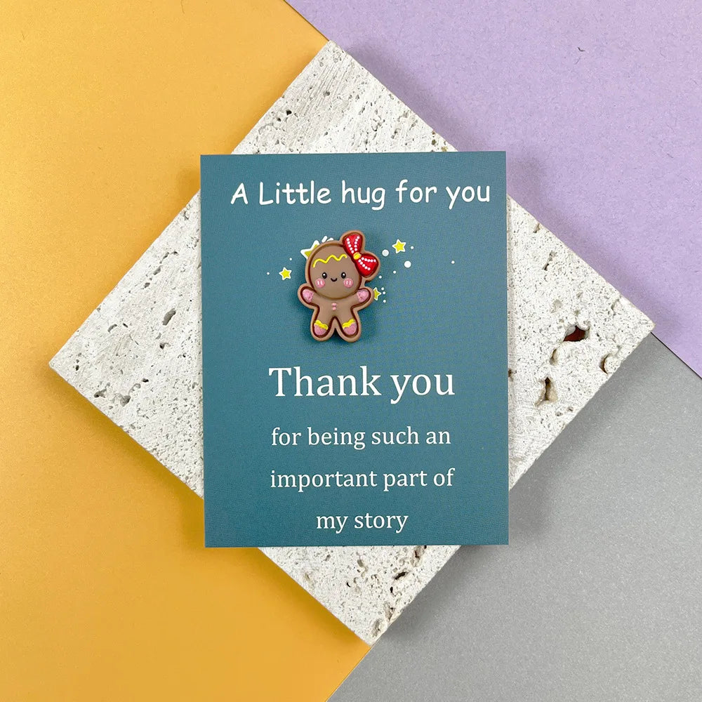 Marry Christmas Cards with Cute Resin Ornament Santa Claus Snowman Tree Ginger Man Christmas Greeting Cards Gift Thank You Card