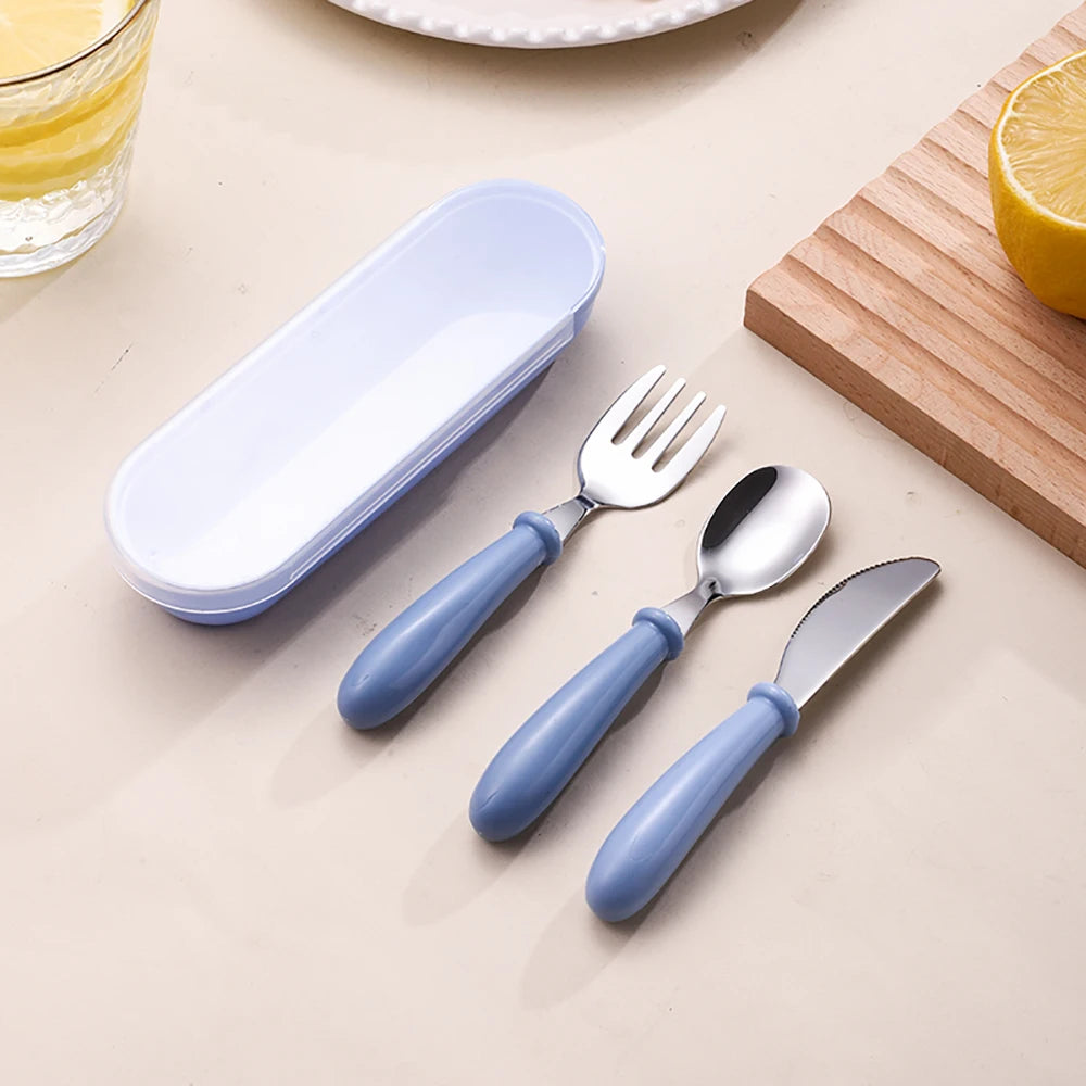 Baby two-piece gadget Tableware set Children's tableware Stainless steel toddler tableware Tableware Cartoon baby food feeding s