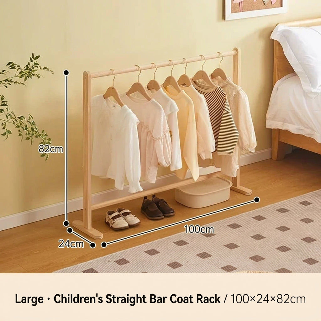 Kids Solid Wood Folding Clothes Rack Simplistic Design Effective Coat Hanging Solution with Landing Rod Adaptable Use Stylish