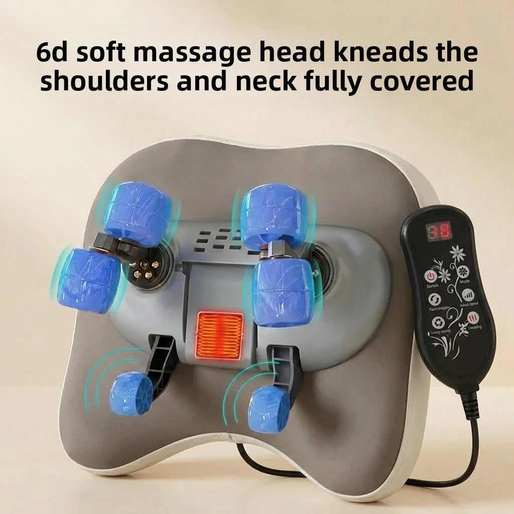 Trapezius Electric Massage Pillow Wireless Car And Home Massager Heating Waist Neck Leg Cervical Shiatsu Kneading