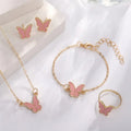 Fashion Butterfly Jewelry Set Acrylic Romantic Bracelet Ring Necklace Earring Set for Women Wedding Party New Year Festival Gift