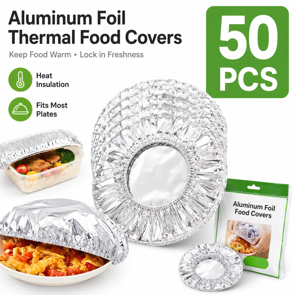 Easy Use Quick Cover Reusable Multi Size Aluminum Foil Food Covers Eco Friendly Kitchen Bowl Dish Storage Lids No Mess Home Use