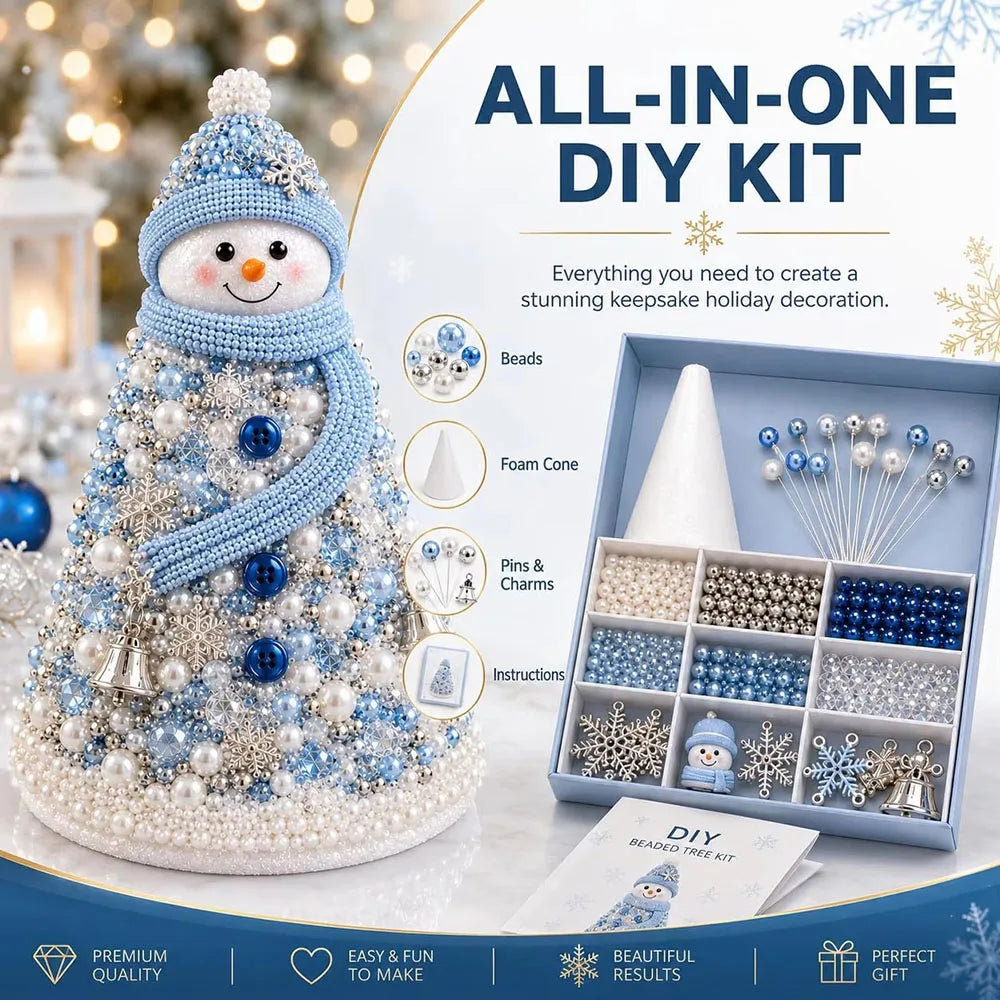 DIY Beaded Christmas Tree Craft Kit Crystal Bead Mini Tree with Angel Topper, Handmade Holiday Tabletop Decor for Home Christma