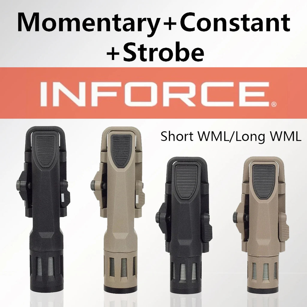 Tactical INFORCE WML Scout Light Rifle Flashlight Picatinny Rail for AKTorch AR15 HK416 AirsoftHunting Constant Strobe Momentary