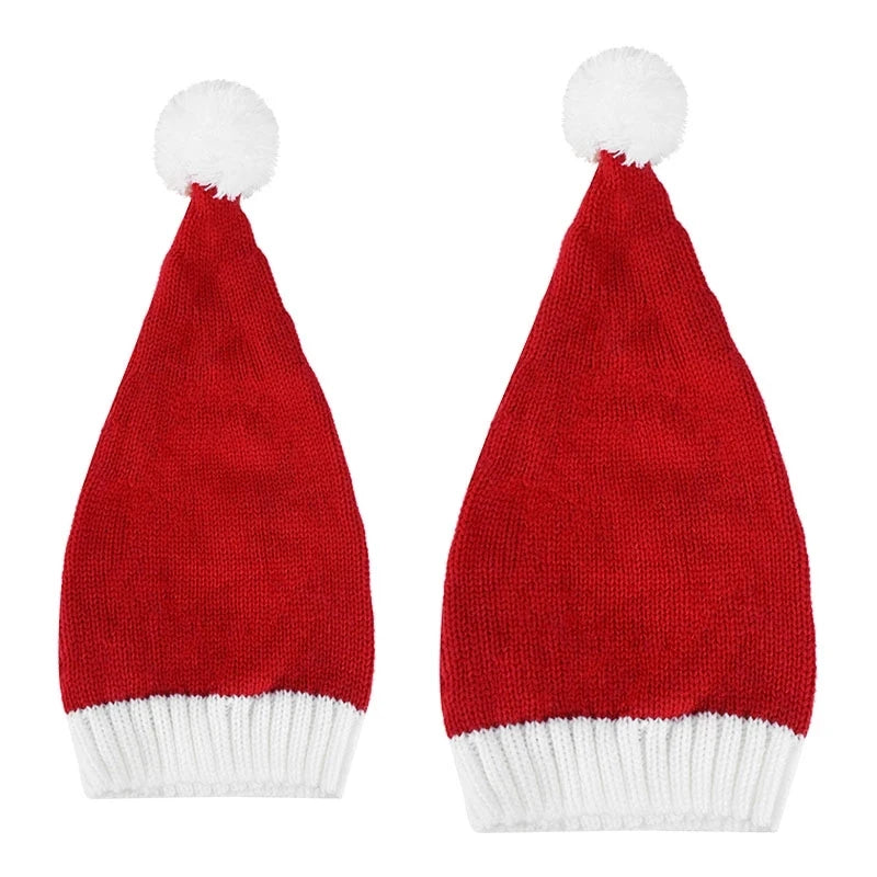 2026 Knitted Christmas Hat Cute Pompom Adult Soft Beanie Santa Cap New Year Party Family Gift Navidad Natal Noel Decoration