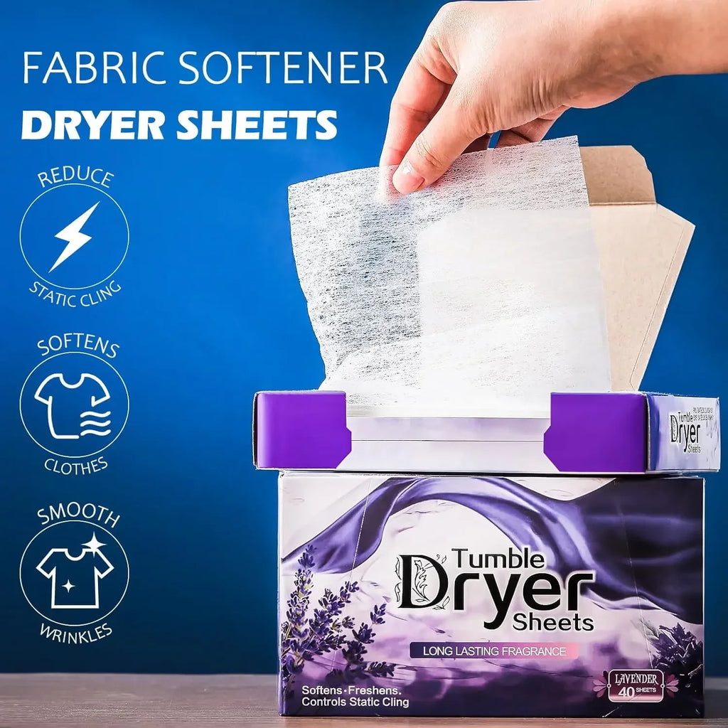 Dryer Sheets Bulk,Natural Plant Fabric Softener Anti Static Wrinkle Release Fresh Scent Laundry Sheets for Tumble Dryer Home Use