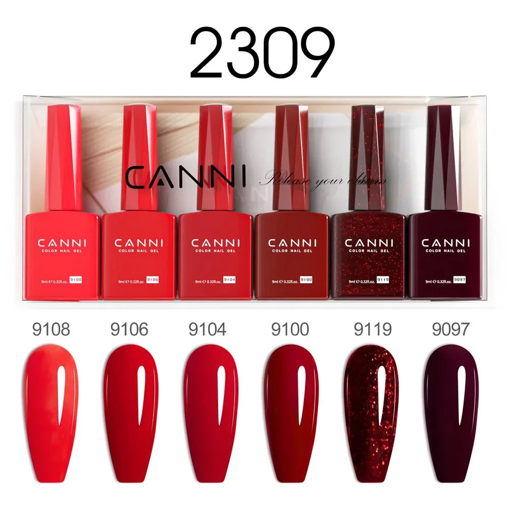 9ml*6pcs CANNI Nail Gel Polish Set TPO FREE Jelly Nude Pink Rubber Base Reinforce UV Construction Gel Soak off UV LED Gel Kit