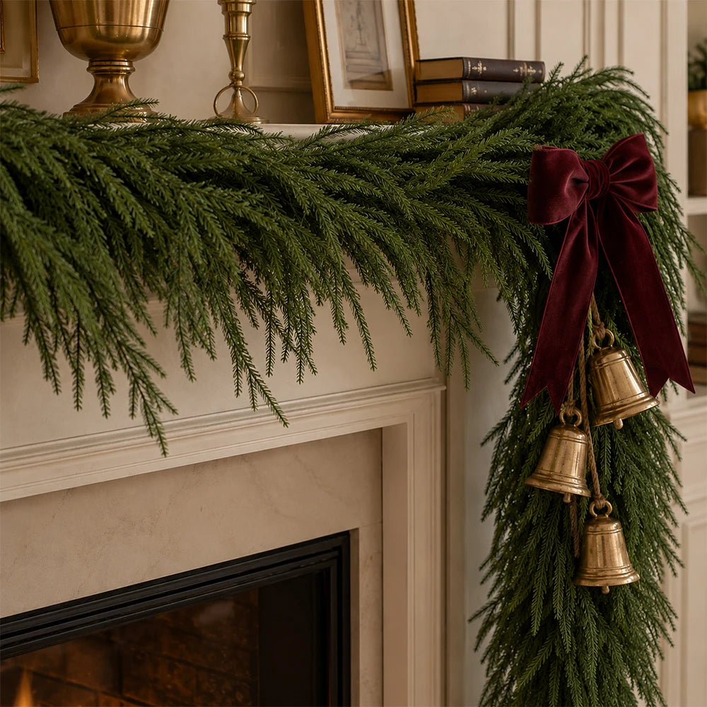Christmas Decorations Garland 5.6ft Norfolk Pine Artificial Hanging Wreath for Wall Door Mantel Decor Navidad Table Centerpieces