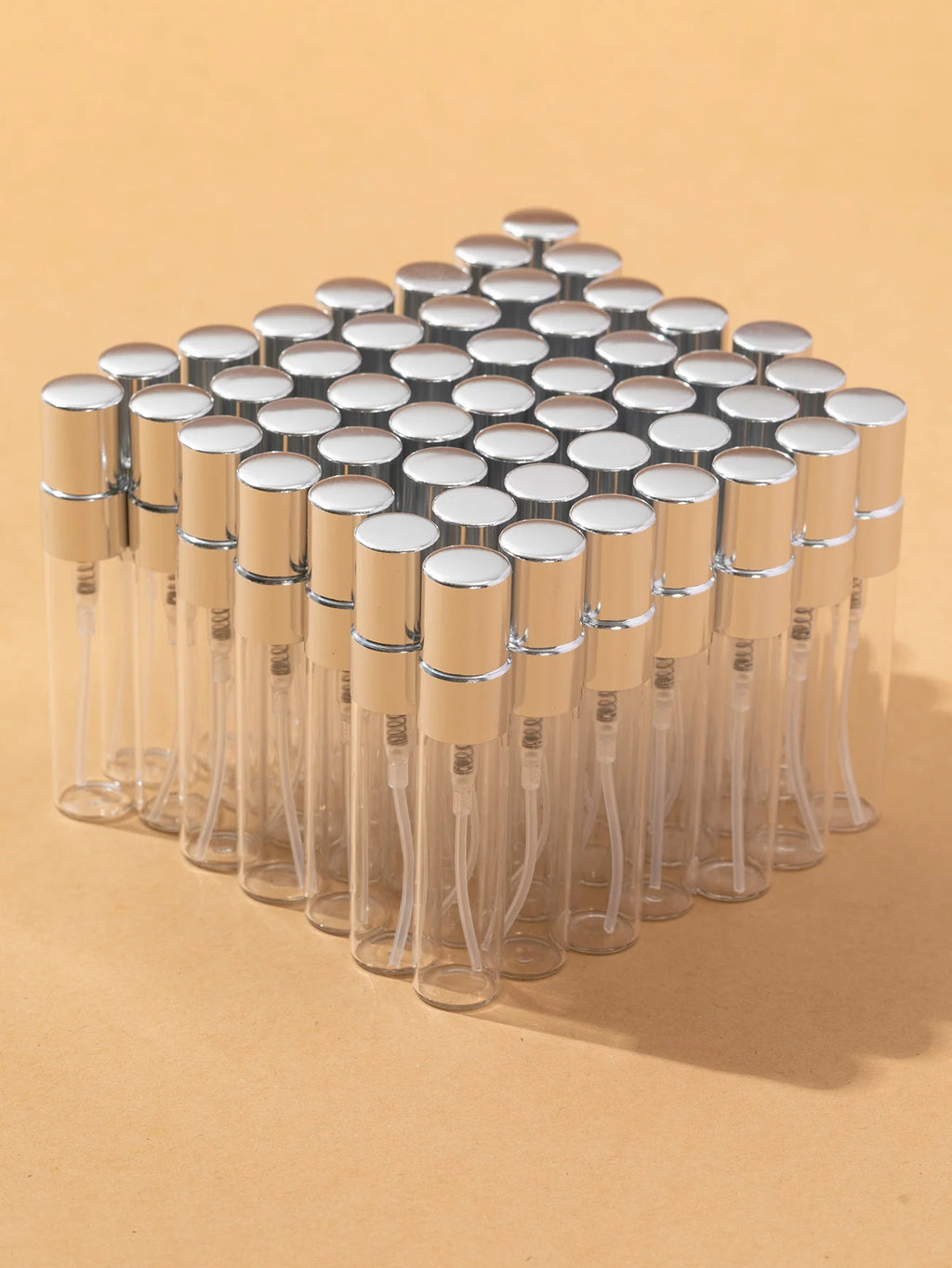 50pcs 5ml10ml Aluminum Half-Cover Spray Head Transparent Glass Perfume Bottle Spray Bottle Mini Travel Size Makeup Tools