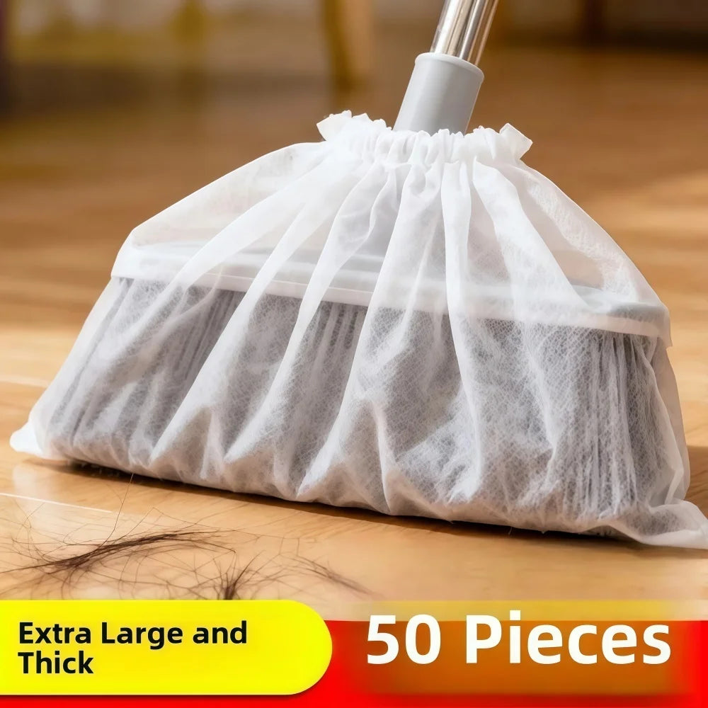 50/100pcs Disposable Broom Cover Portable Non-woven Fabric Dust Cover Dust Adsorption Electrostatic Clean The Broom Cover