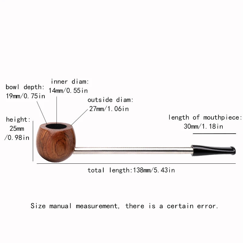 Red Sandalwood Smoking Pipe for Men, Portable Straight Solid Wood Tobacco Pipe, Small Wooden Pipe Tool for Dry Herb