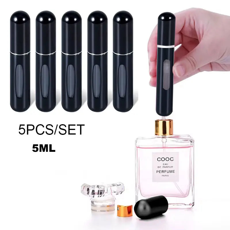 5PCS 5ml Portable Mini Refillable Perfume Bottle Spray Scent Pump Empty Cosmetic Container Atomizer Bottle for Travel