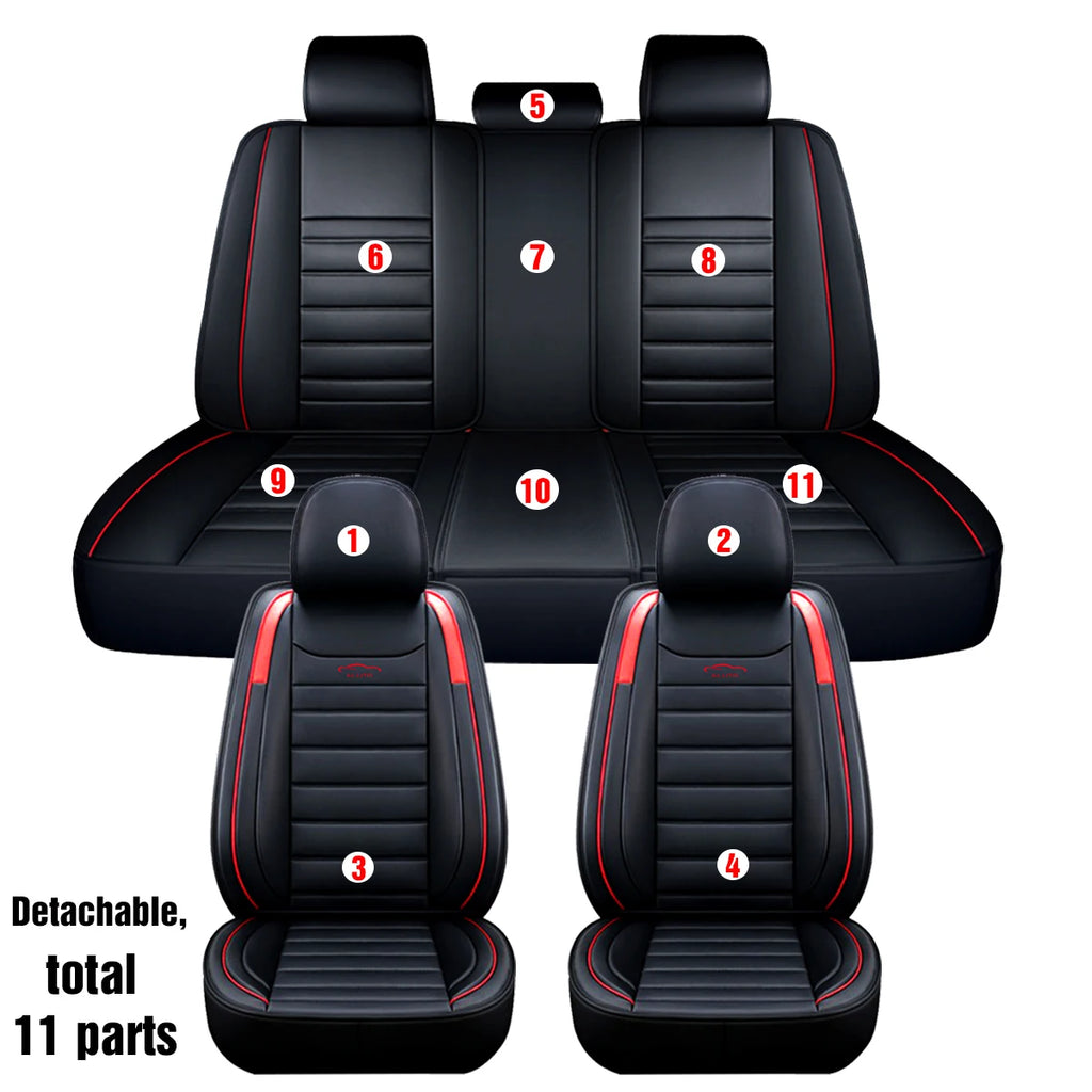5 Seats Universal Car Seat Cover PU Leather Car Seat Cushion Full Surround Protective Pad Fits Car SUV Truck Seat Accessories