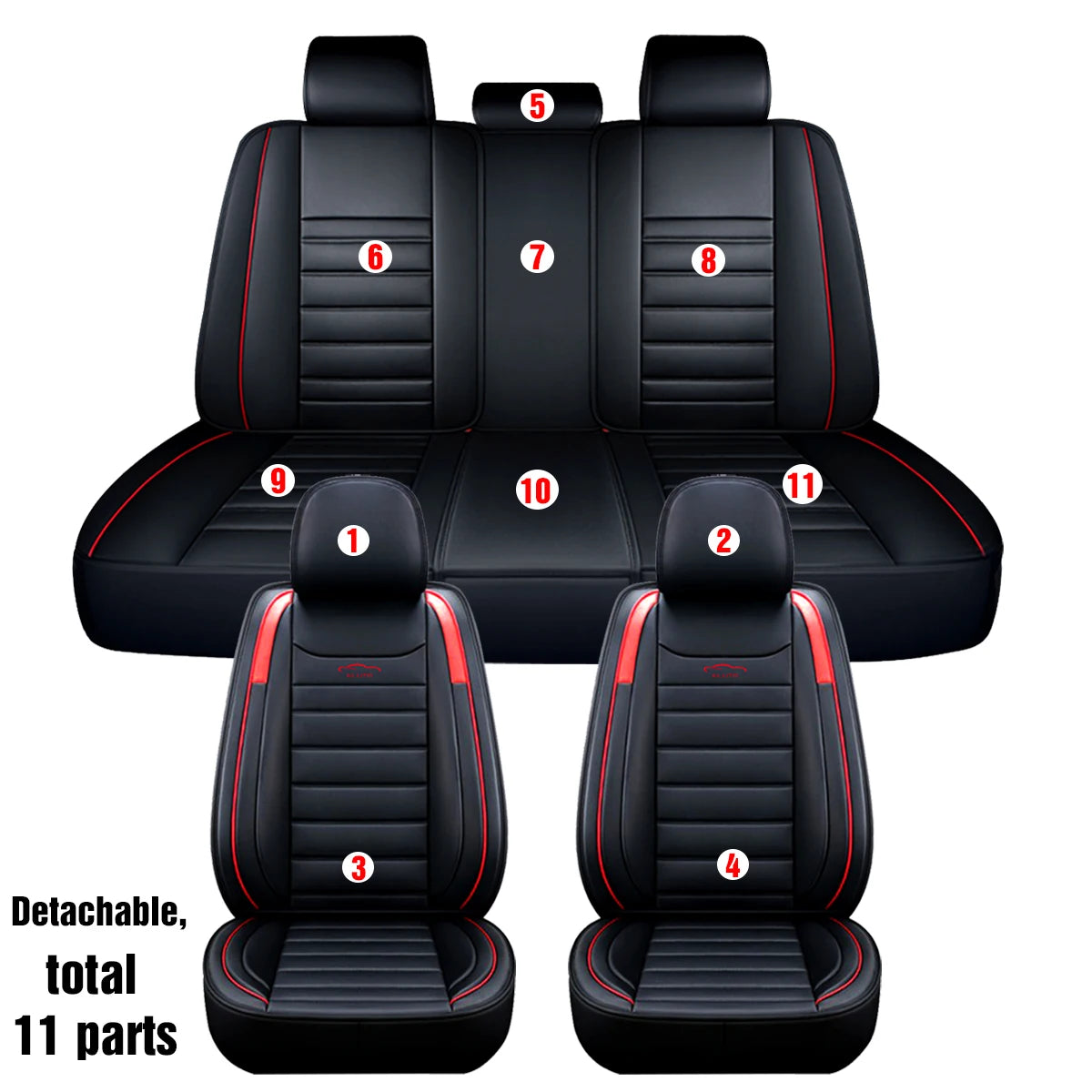 5 Seats Universal Car Seat Cover PU Leather Car Seat Cushion Full Surround Protective Pad Fits Car SUV Truck Seat Accessories
