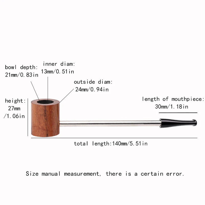 Red Sandalwood Smoking Pipe for Men, Portable Straight Solid Wood Tobacco Pipe, Small Wooden Pipe Tool for Dry Herb