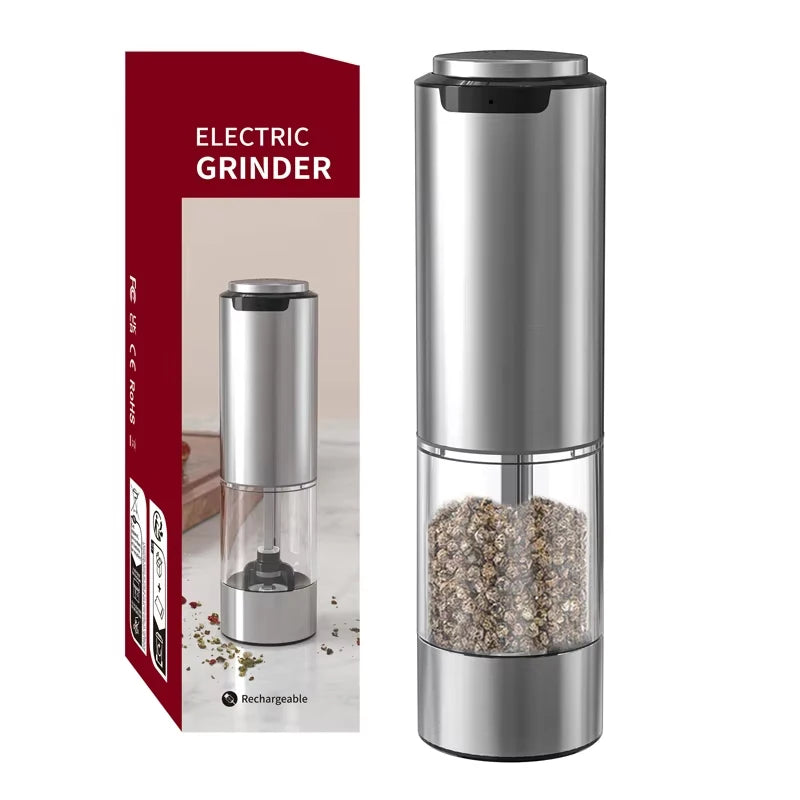1/2pcs Automatic Pepper Grinder Salt And Pepper Grinder USB Rechargeable Adjustable Coarseness Spice Mill for Kitchen Tool