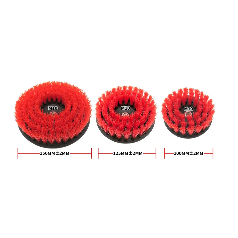 4 5 6Inch Electric Scrubber Drill Cleaning Brush Kit 3Pcs Red/Blue/Yellow with M10 adapter for Cleaning Car House