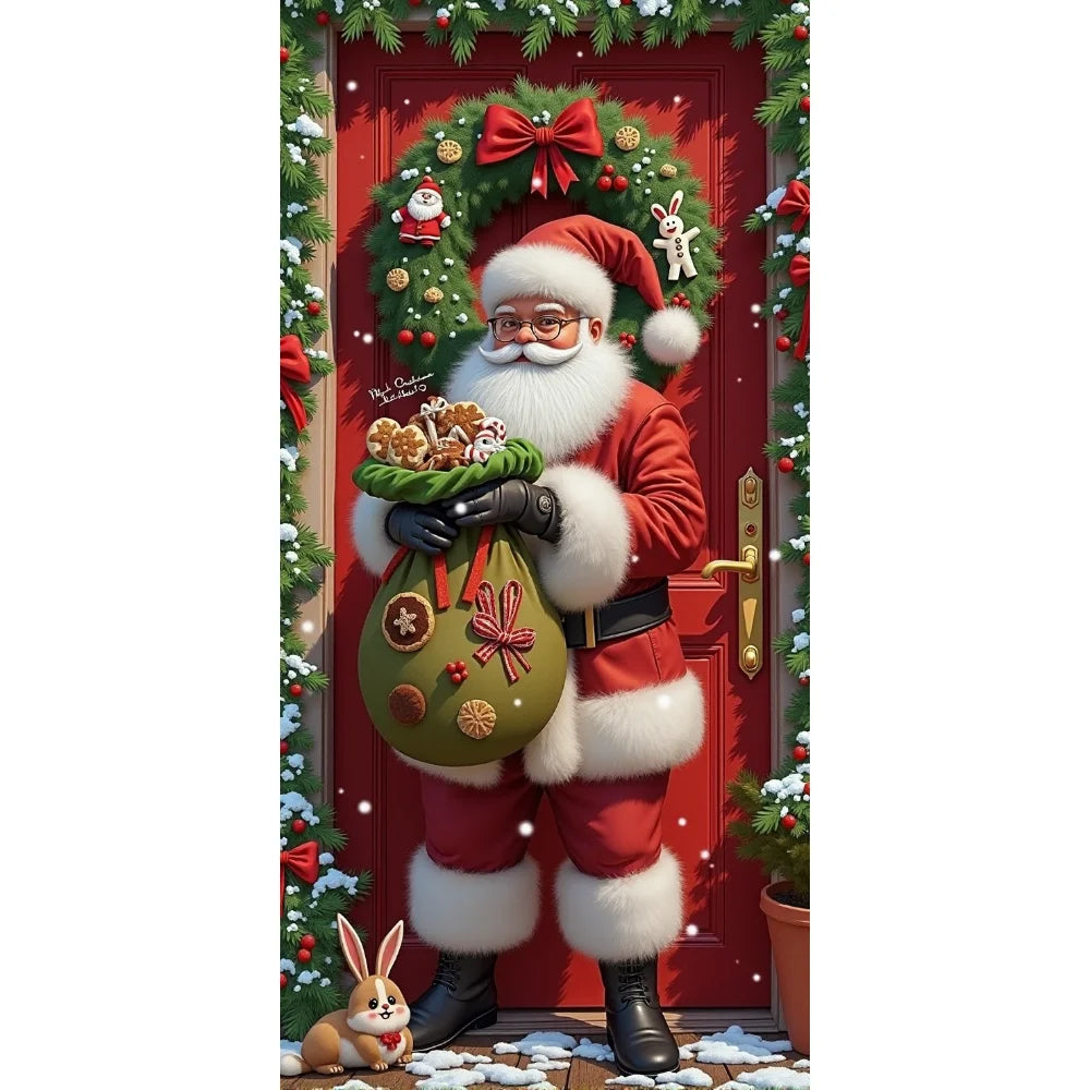 Christmas Door Hanging Banner Merry Christmas Decoration For Home  Navidad Christmas Wall stickers Xmas Gift New Year