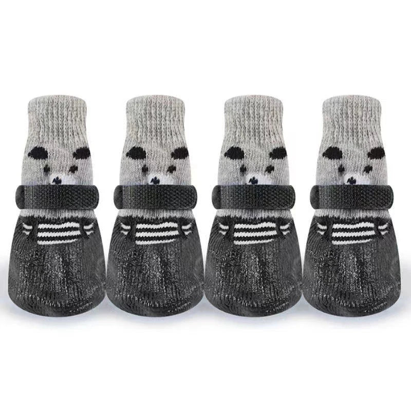 Autumn Winter Pet Dog Shoes Socks Waterproof Cat Dog Rubber Socks Non-slip Dog Rain Snow Boots Socks Dog Knitting Warm Socks