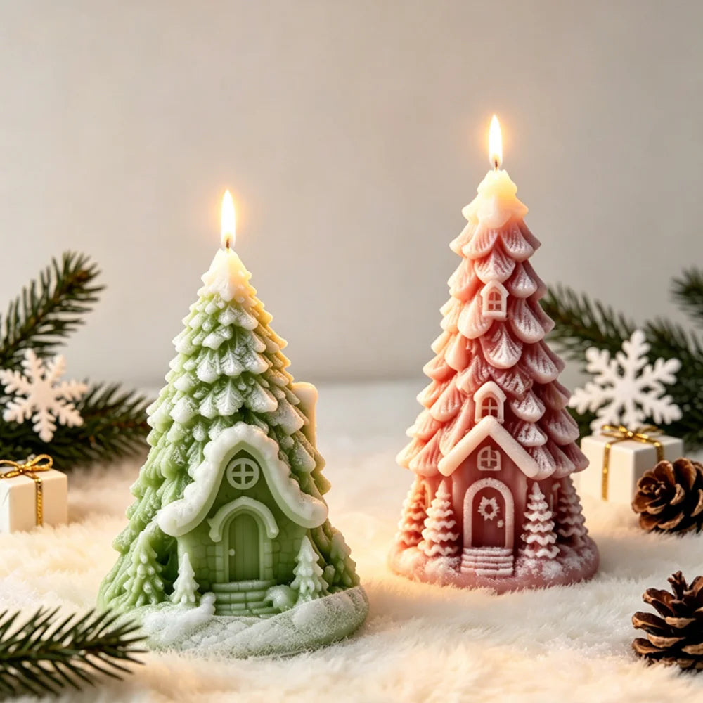 Christmas Tree House Epoxy Resin Casting Silicone Mould Aromatherapy Gypsum Candle DIY Home Decoration Mold