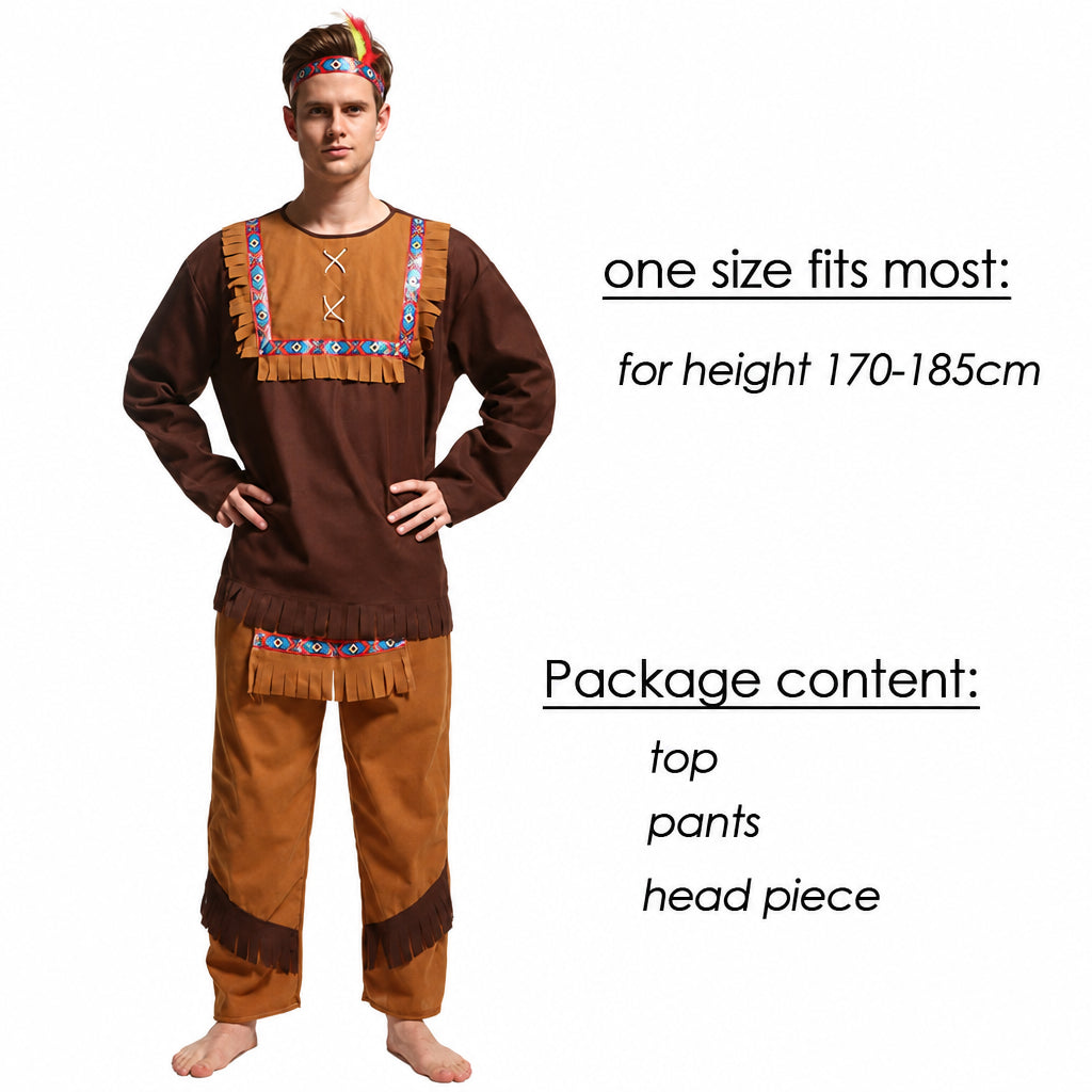 Halloween Costume Adult Couple Indian Native Clothes Women Men Primitive Man Caveman Costume Tassel Carnival Party Fancy Dress