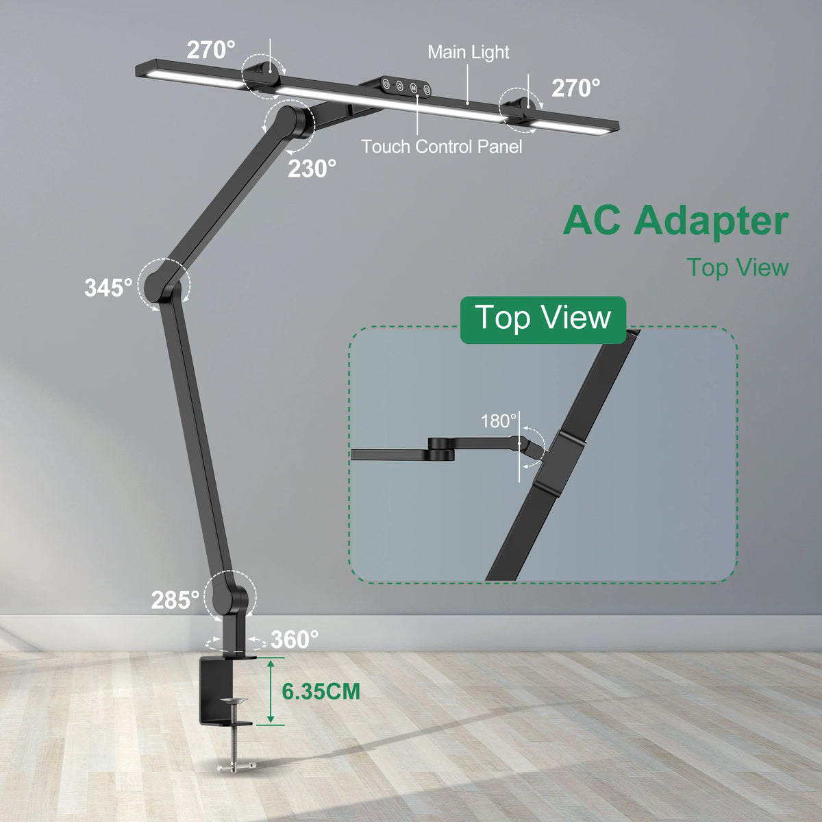 LED Desk Lamp with Clamp Architect Desk Lamps for Home Office with 4 Colour Modes, Ultra Bright Computer Desk Lamp Continuo