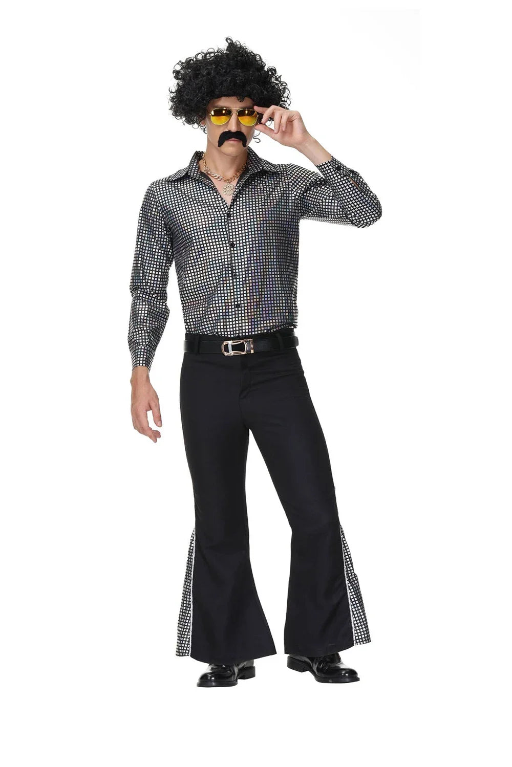 Halloween Hippie Costumes Set 70s 80s Cosplay Men Fancy Disguise Costume Carnival Party Vintage Rock Disco Night Club Clothes