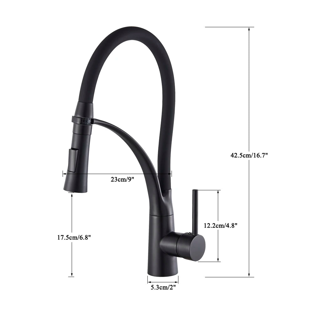 Black/Nickel/Chrome/Gold Rubber Kitchen Faucet Sink Faucet 360 Degree Rotation Pull Down Stream Sprayer Hot Cold Water Mixer Tap
